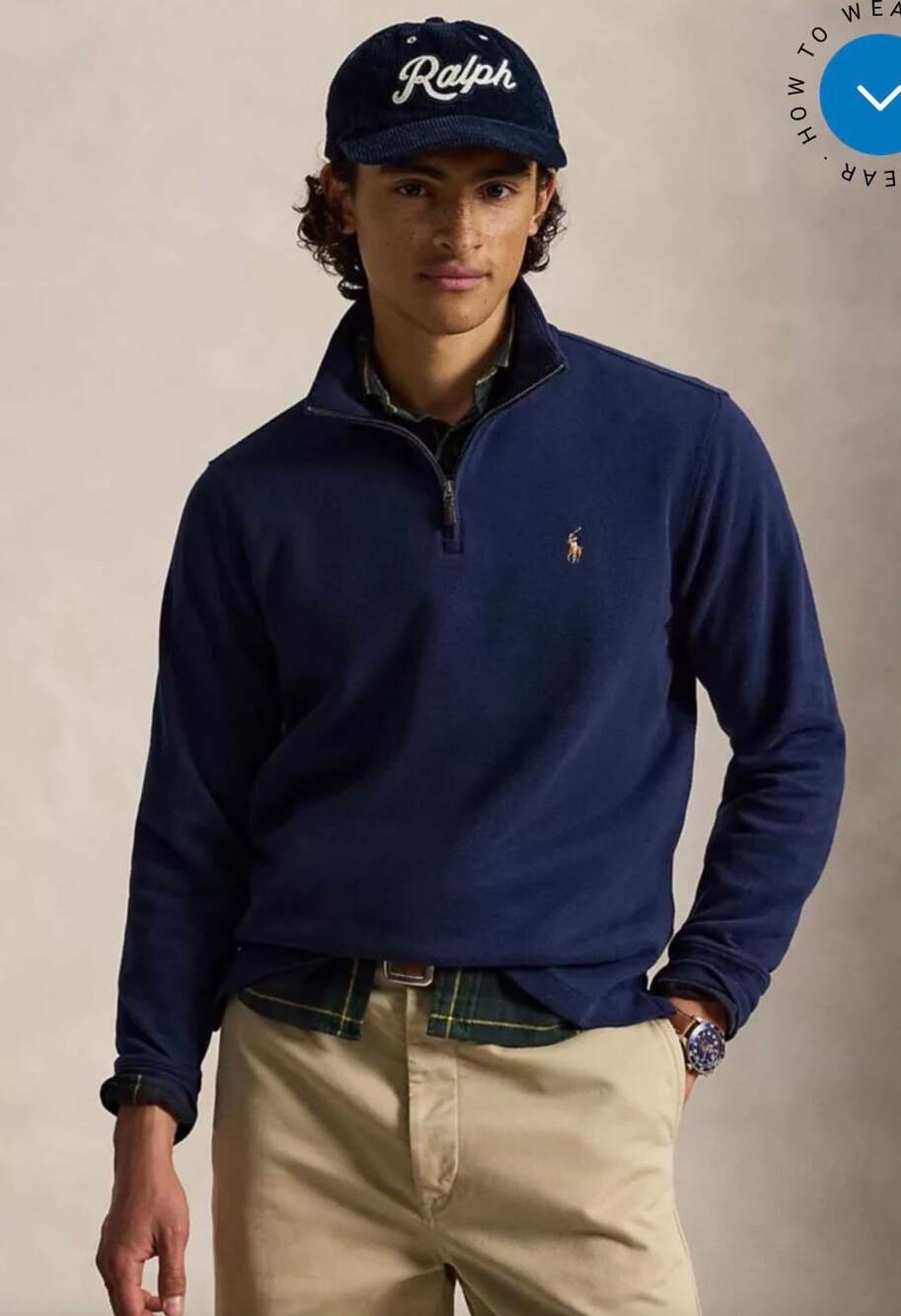 Polo Ralph Lauren Navy Blue Collared Quarter-Zip Sweatshirt